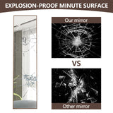 WIIS' IDEA 59"x16"Full Length Mirror,Durable Solid Wood Frame,Explosion-Proof Film,High-Definition Full Body Mirror,Standing/Leaning/Hanging Long Mirror for Bedroom,Bathroom,Living Room(Brown) WIIS' IDEA