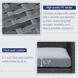 BULEXYARD 11 Piece Large High Back Outdoor Patio Furniture Sets with Firepit and Loungers, Cozy Extra Deep Wide Seating Sectional Conversation Couch Backyard Sitting Sets, Grey Wicker & Gray Cushion BULEXYARD