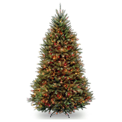 National Tree Company Pre-Lit Artificial Full Christmas Tree, Green, Dunhill Fir, Multicolor Lights, Includes Stand, 7 Feet