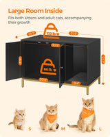 Feandrea Litter Box Enclosure, Modern Cat Litter Box Furniture Hidden, with Scratching Mat, Tall Legs, Cat House, Side End Table, 31.5 x 19.7 x 21.7 Inches, Black and Gold UPCL007B01 Feandrea