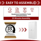 AQY Kitchen Pantry Cabinet,61" White Pantry Storage Cabinet with 4 Tier Adjustable Shelves and 2 Doors,Freestanding Cupboard,Metal Pantry Cabinets with Handle for Living Room Kitchen Assembly Required AQY