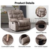 CANMOV Manual Recliner Chair, Single Reclining Sofa with Overstuffed Backrest and Armrest for Living Room, Bedroom Furniture, Light Brown CANMOV