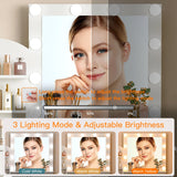 Quimoo Makeup Vanity with 10 Light Bulbs and Charging Station, Vanity Desk with Lighted Mirror & 4 Drawers Chest, Vanity Set, Vanity Table Set with Cushioned Stool, for Bedroom,White Quimoo