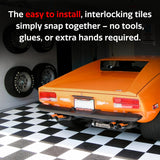 Big Floors RaceDeck Diamond Plate Design, Durable Interlocking Modular Garage Flooring Tile (48 Pack), Graphite Big Floors