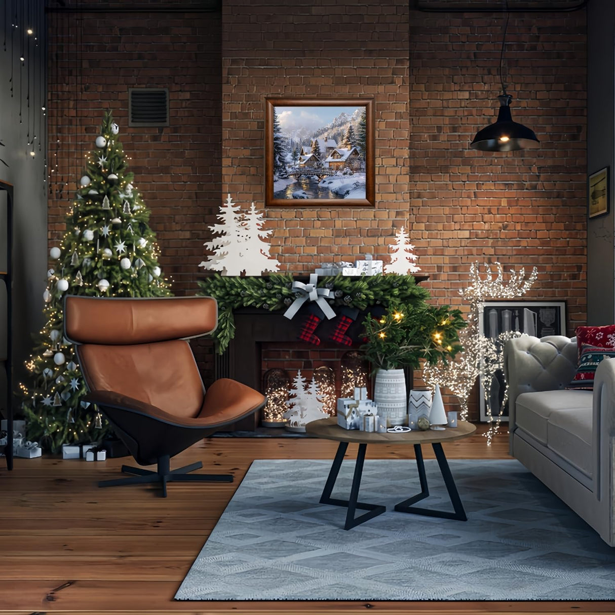 CHWGLFGG 5D Diamond Art Kits for Adults Beginners, Snowy Landscape Diamond Painting Kits, DIY Full Round Drill Winter Cabin Paint by Diamonds Dot Gem Art for Adults, Home Wall Decor 13.7X 13.7 Inch CHWGLFGG