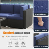 KHOLH Patio Furniture Set with Fire Pit Table, 13 Pieces Outdoor All-Weather Wicker Conversation Sectional Chair Sofa Set with 4 Swivel Chairs KHOLH