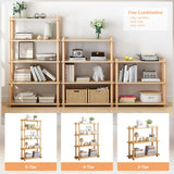 IOTXY 5-Tier Wooden Shelf Bookcase - Modern Open Bookshelf, Free Standing Storage Rack, Multifunctional Display Stand for Home and Office, Oak, Rectangle IOTXY