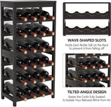 FoverOne 24-Bottle Wine Rack Freestanding Floor, 6-Tier Bamboo Wine Display Rack Storage Shelf with Table Top for Kitchen Dining Room Bar Cellar - Dark Brown FoverOne