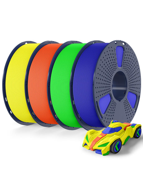 SUNLU High Speed PETG Filament 1.75mm 4KG Bundle, 3D Printer Filament 4kg, 1kg per Spool, Pack of 4, 4 Colors, Blue+Green+Orange+Yellow SUNLU