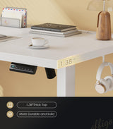 OffiGo Electric Standing Desk with 3-Piece Board, 71 Inch Height Adjustable Large Table with Power Outlets, Sit Stand Table, Writing Computer Desk for Home, Office, Workstation, White OffiGo