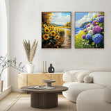 2 Pack Paint by Numbers Kit for Adults Beginner, Flowers Adult Paint by Number Kits on Canvas, DIY Hydrangea Sunflower Landscape Acrylic Painting by Number Kits for Home Decor Gift 16x20 Inch Possoco