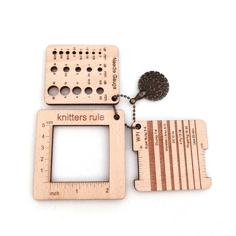 3 Pcs Wood Knitting Guage Rulers with Yarn Cutter, 3 Style Square Knitting Tool, Crochet Hook & Knitting Needle Gauge & Knitting Rule, Sewing Rulers for Art Sewing Knitting Crafts QidaiaLuck