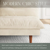 DreamDashio Futon Sofa Bed, 69 inch Futon Couch with Adjustable Backrest, Corduroy Convertible Sleeper Sofa Bed, Folding Sleeper Recliner for Apartment, Living Room, Office, Beige DreamDashio