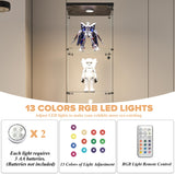 lunhung Glass Display Cabinet 4-Shelf with LED Lights and Lock,Curio Cabinets Upgraded Quick-Install Storage Cabinet,Glass Floor Standing Bookshelf for Bedroom,Living Room(Black) lunhung