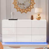 Anbuy LED 9 Drawer Dresser, White Modern Dressers with High Gloss Drawers Dual Chest of Drawers Dresser with Lights for Bedroom (White) Anbuy