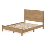 Cozyman Queen Size Solid Oak Wood Bed Frame with Headboard - No Box Spring Required, 800Lb Capacity, Easy Assembly in Dark Oak Cozyman
