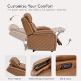 Watson & Whitely Genuine Leather Power Recliner Chairs for Adults, Zero Gravity Recliner with Power Headrest & Hidden Storage, Electric Reclining Sofa Chair for Living Room, Home Office, Saddle Brown Watson & Whitely