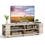Tangkula Wooden TV Stand for TVs up to 65 Inch Flat Screen, Modern Entertainment Center with 8 Open Shelves, Farmhouse TV Storage Cabinet for Living Room Bedroom, TV Console Table (White Oak) Tangkula