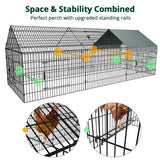 PawGiant Chicken Coop Chicken Run Pen for Yard with Cover 130"×40"×40" Outdoor Metal Portable Chicken Tractor Cage Enclosure Crate Outside for Small Animals Duck Rabbit Hen PawGiant