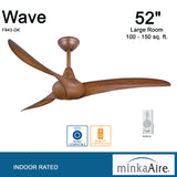 MINKA-AIRE F843-DK, Wave, 52 Inch Ceiling Fan with Remote Control, Brown Distressed Koa MINKA-AIRE