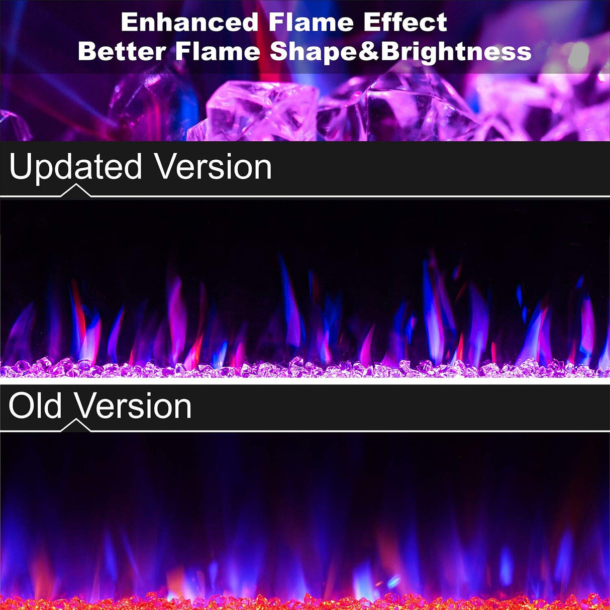 42" Electric Fireplace in-Wall Recessed and Wall Mounted 1500W Fireplace Heater and Linear Fireplace with Timer/Multicolor Flames/Touch Screen/Remote Control (Black) Xbeauty