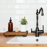 Farmhouse Wood Tray Rustic Wooden Pedestal 9 * 4 * 1.5 inches Decorative Wood Riser for Farmhouse Kitchen Counter Bathroom Room Decor (Dark Brown) Liswit