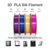 Tri Color Silk PLA 3D Printer Filament Bundle 1.75mm Color Changing PLA Filament Multi Pack Bundle 4 Spool Each 250g (Multicolor: Red&Yellow&Blue; Red&Blue&Green; Red&Purple&Gold; Orange&Blue&Green) Kretrum