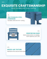 SERWALL Outdoor Bar Table and Chairs Set, Adirondack Bar Chairs Set of 2 and Bar Height Table, All Weather HDPE Outdoor Patio Bar Set, Outdoor Furniture for Outside, Poolside, Backyard, Garden, Blue SERWALL