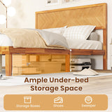 Giantex Wood Full Size Bed Frame with Headboard, Solid Acacia Wood Platform Bed with 12 Strong Wooden Slat Support, Scandinavian Style Art Deco Full Bed Frame, No Box Spring Needed, Rustic Brown Giantex