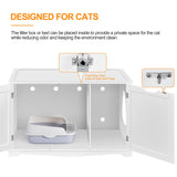 Yaheetech Cat Litter Box Enclosure, Cat Litter Box Furniture Hidden, Wooden Pet Crate Cat Washroom Storage Bench with Divider Home Litter Loo Indoor Cat House White Yaheetech