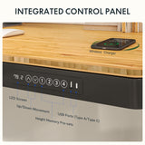 SANODESK Standing Desk with Drawer,Dual Motor 3 Stage Electric Height Adjustable Home Office Desk with Storage & Wireless Charging, 55 inch Bamboo Tabletop/Black Frame SANODESK