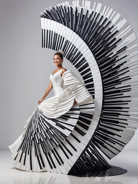 JXAVAXDE Piano Dress Diamond Painting, Music 5D Sparkling Diamond Painting Kit for Adults Beginners Home Wall Decor DIY Gift Drill Round Art Gems 12x16 Inch JXAVAXDE