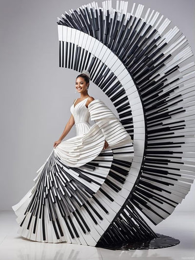 JXAVAXDE Piano Dress Diamond Painting, Music 5D Sparkling Diamond Painting Kit for Adults Beginners Home Wall Decor DIY Gift Drill Round Art Gems 12x16 Inch