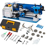Metal-Lathe-Machine Threading Turning Drilling - Metalworking Machine 550W Mini Metal Lathe 7" x 12" Benchtop with 3-Inch 3-Jaw Chuck Double Feed Tool Box and Dirll Euker