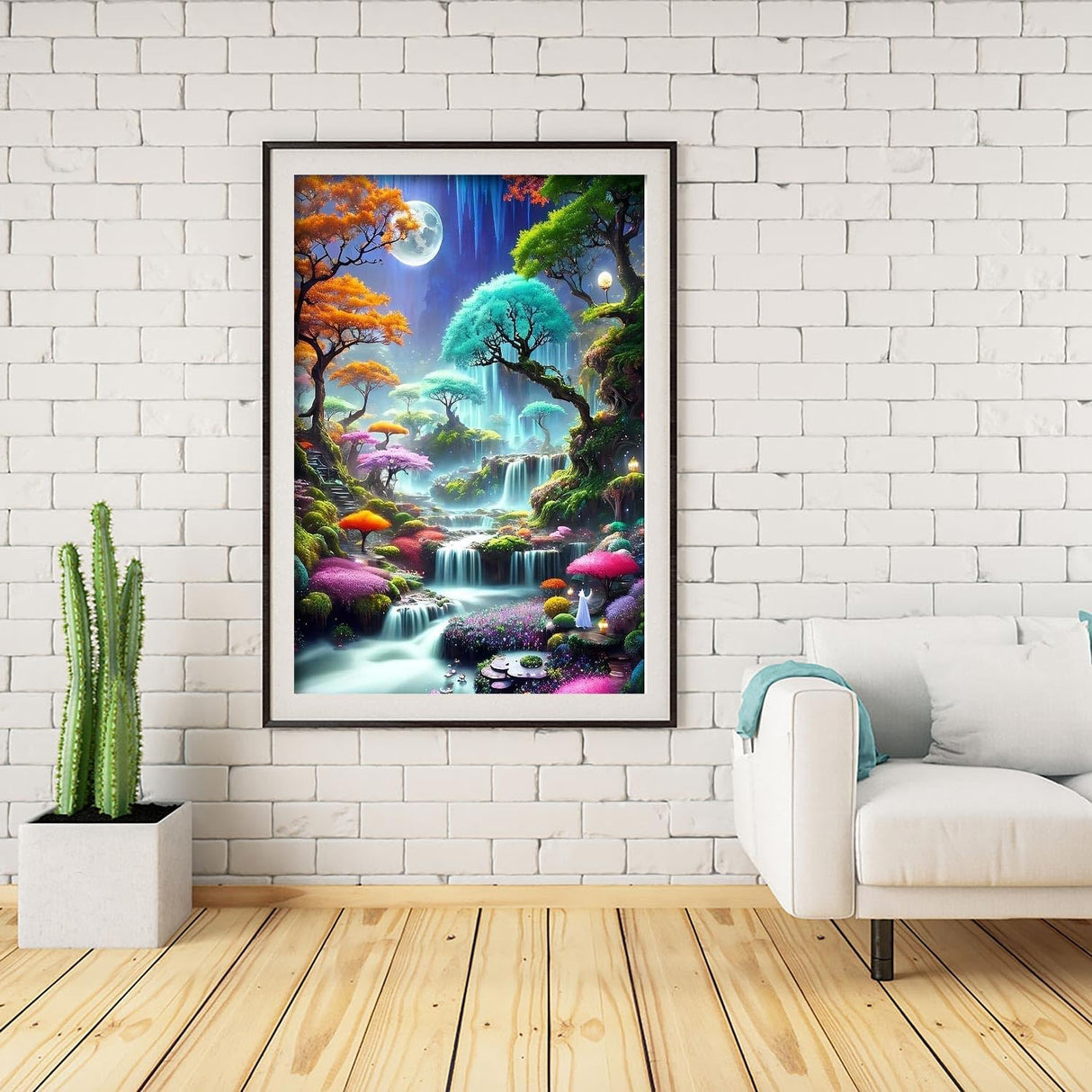 MIRCVSH Moon Forest Paint by Numbers Kits for Adults Beginners-Plant Paint by Number for Adults with Wooden Framed,Paint by Numbers for Adults Home Wall Decoration and Gifts 12X16 inch MIRCVSH