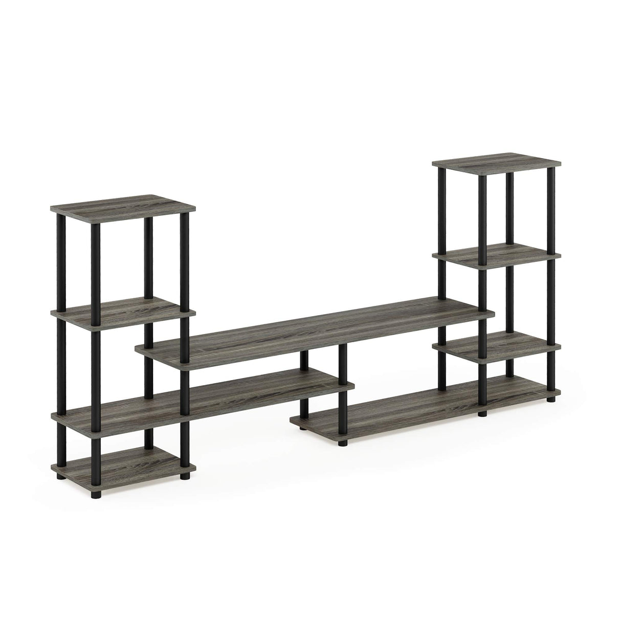 FURINNO Turn-N-Tube Grand Entertainment Center, French Oak Grey/Black Furinno