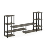 FURINNO Turn-N-Tube Grand Entertainment Center, French Oak Grey/Black Furinno