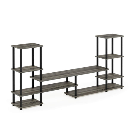 FURINNO Turn-N-Tube Grand Entertainment Center, French Oak Grey/Black Furinno