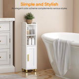 HOOBRO Small Bathroom Storage Cabinet, Narrow Corner Floor Cabinet with Door and Adjustable Shelf, 7.9" L x 5.9" W x 31.5" H, Bathroom Organizer for Small Spaces, White HOOBRO