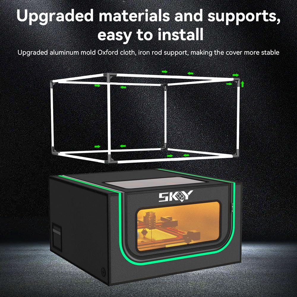 Updated Integrated Laser Engraver Enclosure with LED Light, Ventilation Kit, Cover Tent Fits for Most Laser Cutter, Insulates Against Smoke, Odor and Noise, Eye Protection, 720x720x400mm Cregrant3D