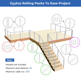 Gyykzz One-Stop Cable Railing Post Kits, 4Pack Brushed Finish Level Drilled Line Post 36", Adjustable Top Cable Railing System Including 4 Railing Posts, 160ft Cable, 10 Set Terminal, 80 Cable Sleeves Gyykzz
