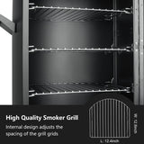 Vertical Propane Smoker with Temperature Control, BBQ Smoker Grill with Cover Outdoor Heavy Duty Three Removable Smoking Shelves, Black PIQUEBAR