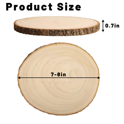 JILTWO 12Pcs 7-8 Inch Unfinished Wood Slices, Wood Rounds Cookies for Crafts, Rustic Wood Circles & Slabs, Wooden Discs for Tables Decor- Perfect for Centerpieces, Art Projects and Rustic Weddings