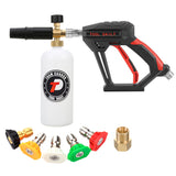 Tool Daily Short Pressure Washer Gun with Foam Cannon, 1/4 Inch Quick Connector, with 5 Pressure Washer Nozzle Tips, 1 Liter Tool Daily