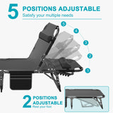 ABORON Chaise Lounge Chair,5 Positions Padded Outdoor Tanning Chair,Heavy Duty Portable Lounge Chair for Outdoor Sunbathing Patio Pool Lawn Deck Poolside,Support up to 440 Lbs ABORON