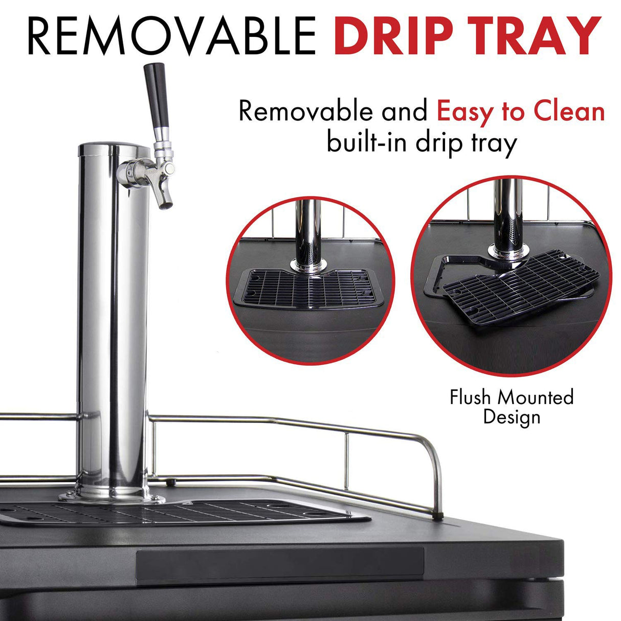 Kegco Kegerator Full Size Keg Refrigerator - Single Faucet - D System, Stainless Steel Kegco