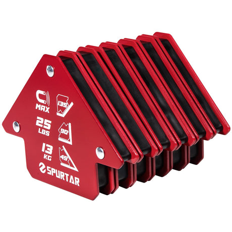Spurtar Welding Magnets 6pcs 25lbs, Heavy Duty Welding Magnets and Clamps, Strong Magnetic Holder Tools and Accessories, 45, 90, 135 Degree Angle Spurtar