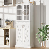 kepptory 64" Kitchen Pantry Cabinet, Pantry Storage Cabinet with Adjustable Shelves, Kitchen Buffet Cupboards Storage Cabinet for Home Office Use (White, 16" D x 24" W x 64" H) kepptory