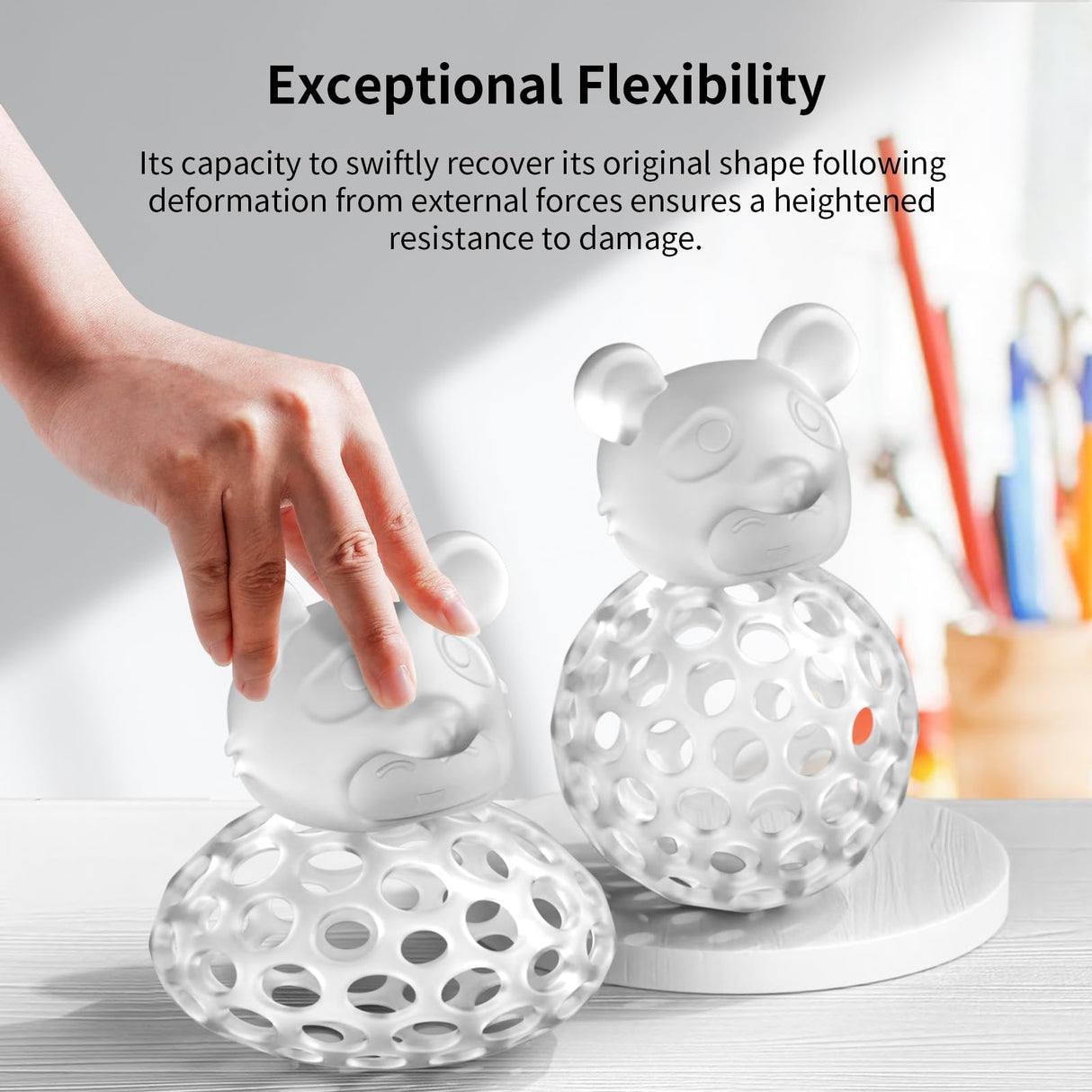 ANYCUBIC Ultra Tough Resin, 3D Printer Resin with Strong Impact Resistance and High Flexibility, Suitable for Direct Use or as an Additive, Wide Compatible for LCD Resin 3D Printers (Clear, 1kg) ANYCUBIC