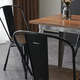 Nazhura Metal Dining Chair Farmhouse Tolix Style for Kitchen Dining Room Café Restaurant Bistro Patio, 18 Inch, Stackable, Waterproof Indoor/Outdoor (Sets of 4) (Black with Wood Padding) Nazhura